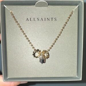 AllSaints Gold Charm Ball Chain Necklace